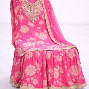 Pink Sahara Suit BRAND NEW  -Ethnic Outfit, Party Wear, Indian size 44 ( US-XL)